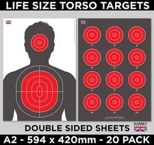 LARGE A2 TORSO Air Rifle Pistol Gun BB Airsoft Crossbow Shooting Target 20 Pack