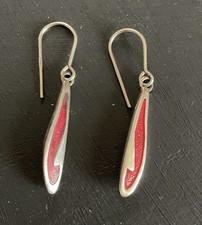 Silver and Red Enamel Drop