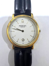 Raymond Weil Watch Vintage men Gold Plated Quartz Date Classic Genève