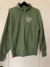 CHAMPION REVERSE WEAVE GREEN SWEATSHIRT SIZE S ZIPPED NECK