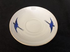Blue Bird china Saucer Czechoslovakia Vintage Gilded 1930s