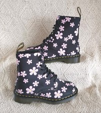 DR Martens page meadow canvas black & pink floral boots Size 4 BNWOB