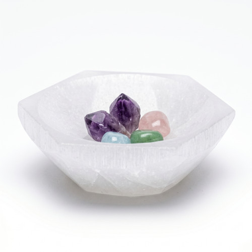 Selenite bowl hexagon shape - bowl,