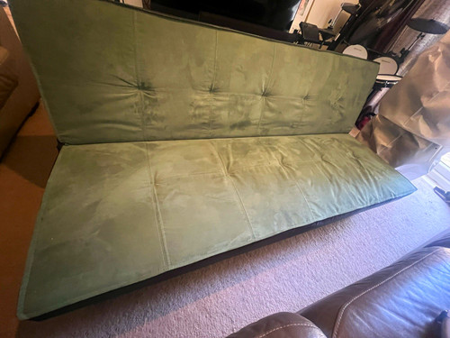 Green fabric futon sofa - fabric,