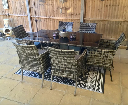 Grey rattan dining - grey,