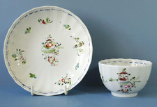 Antique PINXTON Fluted Tea Bowl and Saucer  c.1800