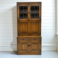 Old Charm Wall Unit Bookcase Display Bureau/Drinks Light Oak FREE UK Delivery*