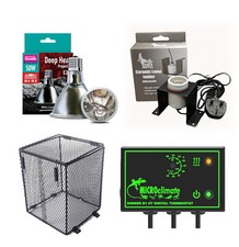 Arcadia 50W Deep Heat Projector Bundles, Dimming Thermostat, Lamp Holder, Guard