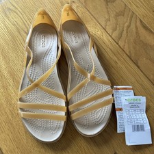 Crocs Isabella Strappy Sandal Size UK5 Gold Huarache Jelly Strap Iconic Comfort
