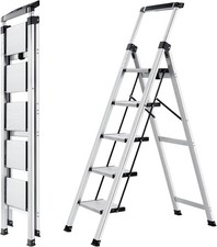 XinSunho Step Ladder 5 Step, Aluminum Folding,Lightweight,330LBS Household.