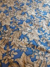 3 yards vintage John Wilman Chartres superb linen union fabric blue ground 