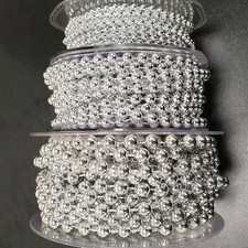Metallic Silver Pearl Bead String Trim 4mm/6mm/8mm Round Ball Ribbon Per 1 Metre