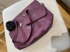 BNWOT Kipling "Aliza" Dark Plum Quilted Shoulder Bag With Charm