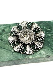 Vintage Silver Tone Saint