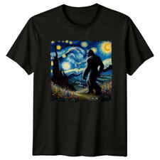 Bigfoot Starry Night Parody Art T-Shirt Funny Sasquatch Tee