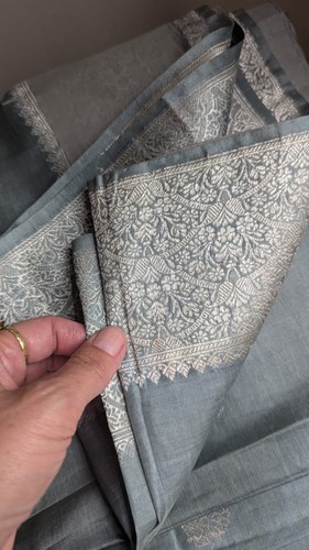 Banarasi silk saree - banarasi, grey