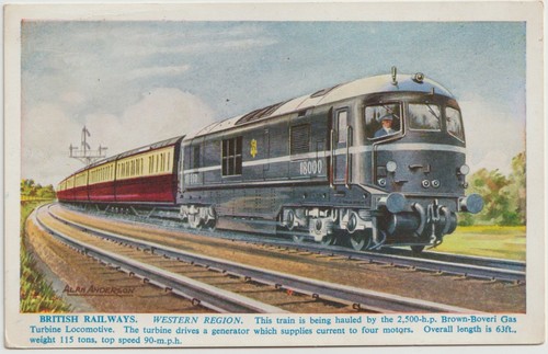 Railway art postcard gas - railway,