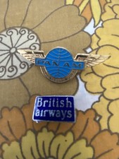 Aviation PAN AM & BRITISH AIRWAYS JUNIOR CLIPPER PILOT Pin Back Badge VGC