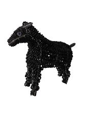 Lamb Sheep Dog Beaded Wire Black Animal Art Small Handmade South African Africa 
