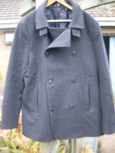 Mens grey pea coat winter - coat,