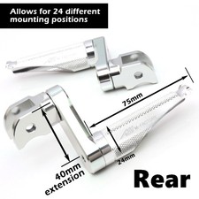 For Honda CBR954RR 2002-2003 SHINOBI Rear Foot Pegs 40mm Lower Silver