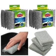 Non Scratch Scourers Silver 10 Pack  Non Stick Pots Pan Dish Cleaner Cookware