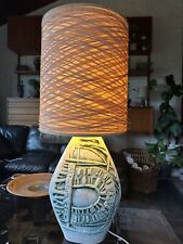 Vintage 1970s Large Tremaen Bowjey Pattern Lamp In Blue Tones  By Peter Ellery