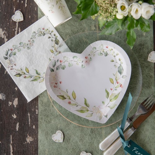 Botanical heart wreath plates - botanical,