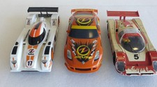 Three Vintage scalextric cars (in play worn condition)