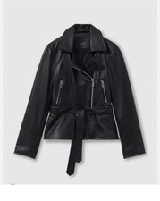 Reiss Febe Black Leather Moto
