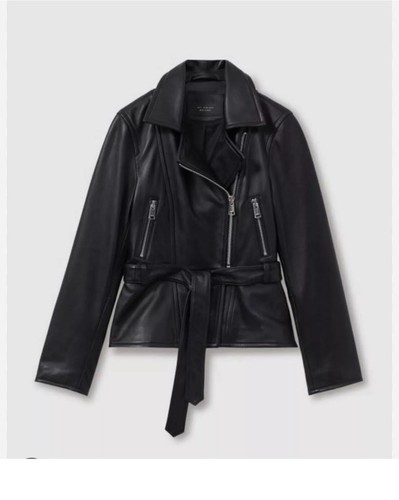 Reiss febe black leather moto - leather,
