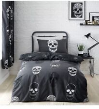 CATHERINE LANSFIELD SINGLE DUVET SKULLS SET HALLOWEEN PIRATE GREY COVER BED 