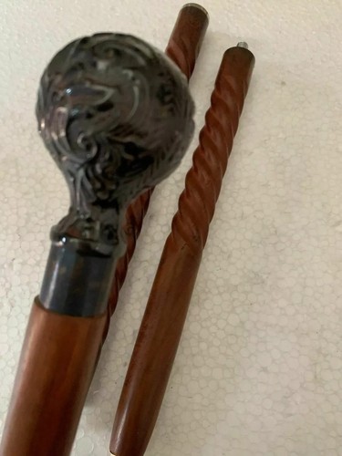 Brass wolf head handle - wolf, cane