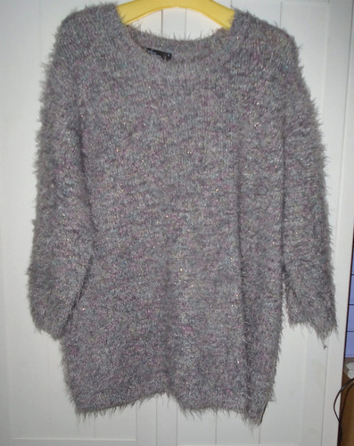 Metallic grey eyelash jumper - metallic,