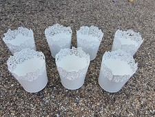 12 Off-White Metal Plant Pot Covers