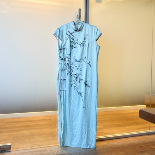 Blue flora qipao - blue,