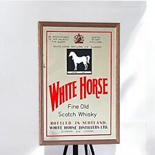 White Horse Whisky Style Wooden Framed Large Mirror | Pub Mirror 44cm X 64cm