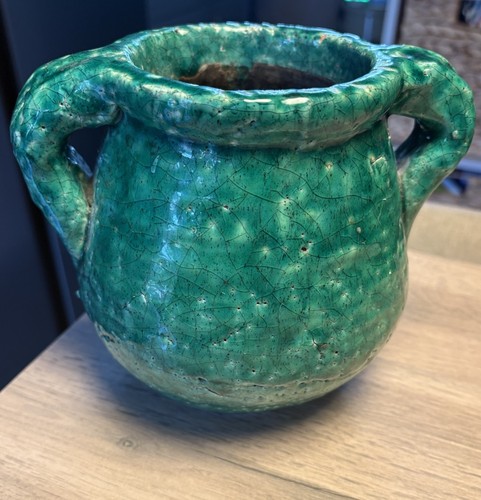 Antique french green crackle - antique,