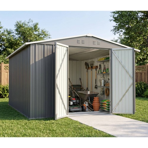 Garden shed 10x12ft metal apex - garden,