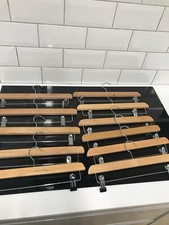 11 Wooden Pants With Gripper Clips And Swivel Hook Small Space Saving Hook