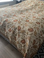 Vintage Tapestry Throw Tasseled And Rope Edge Autumn Colours 88x92”