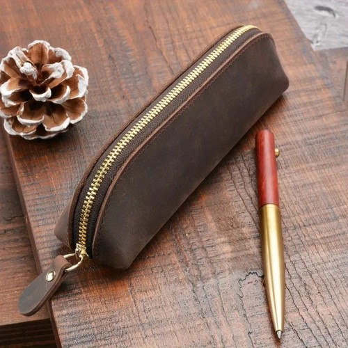 Vintage leather pencil case - pencil,
