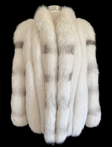 Arctic fox fur coat - coat,, ivory
