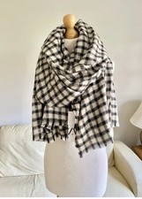 Zara Black Ecru Check Wool