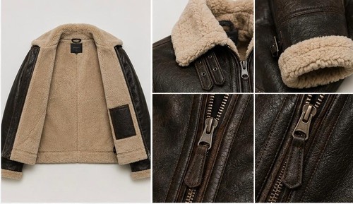 Men leather shearling - shearling, jacket