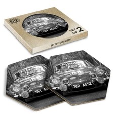 2 x Hexagon Coasters - BW -