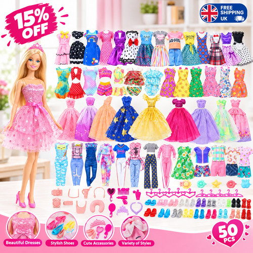 50pcs barbie doll clothes - 50pcs,