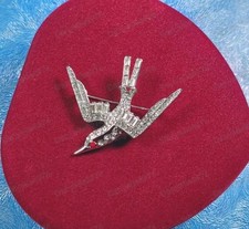 Art Deco Vintage Swallow Bird Crystal Dress Pin Brooch Silver Rhinestone Paste