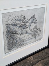 John Corbett AP Artist Proof Original Signed Etching Print Get Over Horse Racing
