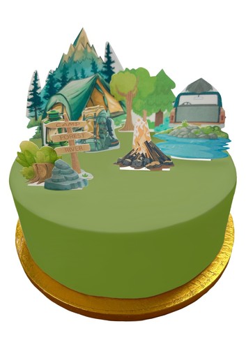 Cake topper scene camping - cake,